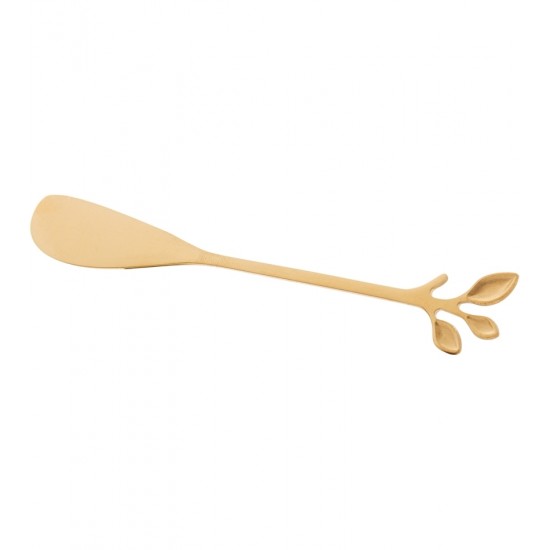 Jogo 4 Espátulas Para Patê ou Manteiga Aço Inox Leaves Dourado